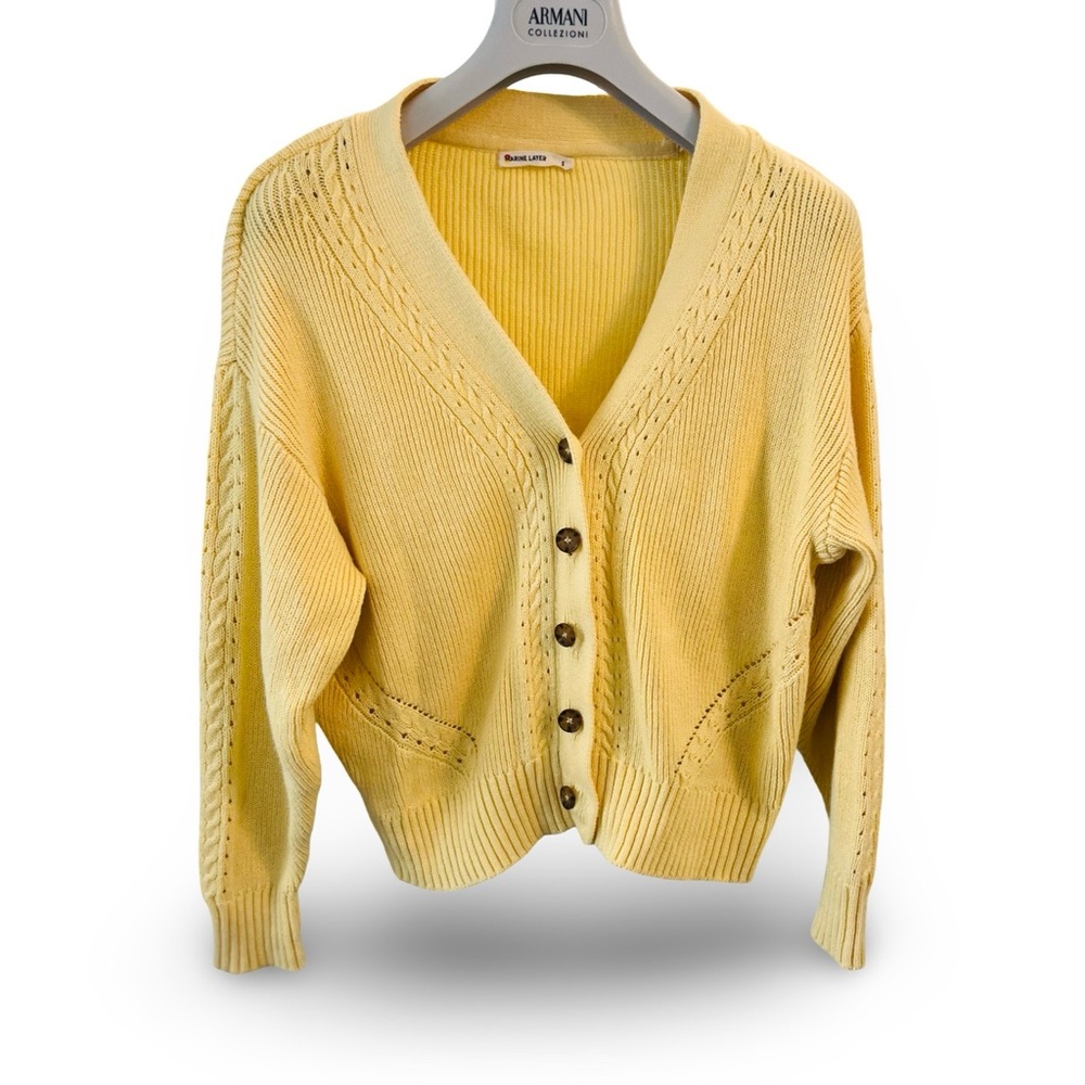 Marine Layer Yellow Knit Button-Up Cardigan